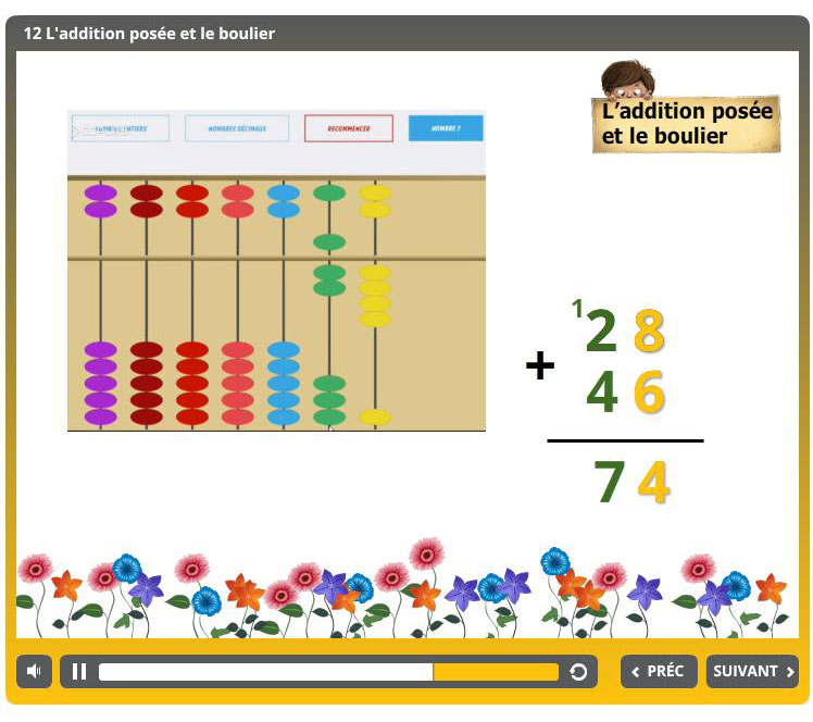 Animation La Soustraction Posee Avec Casse Pour Cp Et Ce1 Ce2 Methode Des Abaques Editions Abacus