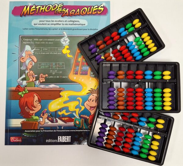 Livre de la Méthode des Abaques® avec 3 bouliers 7 colonnes en plastique.